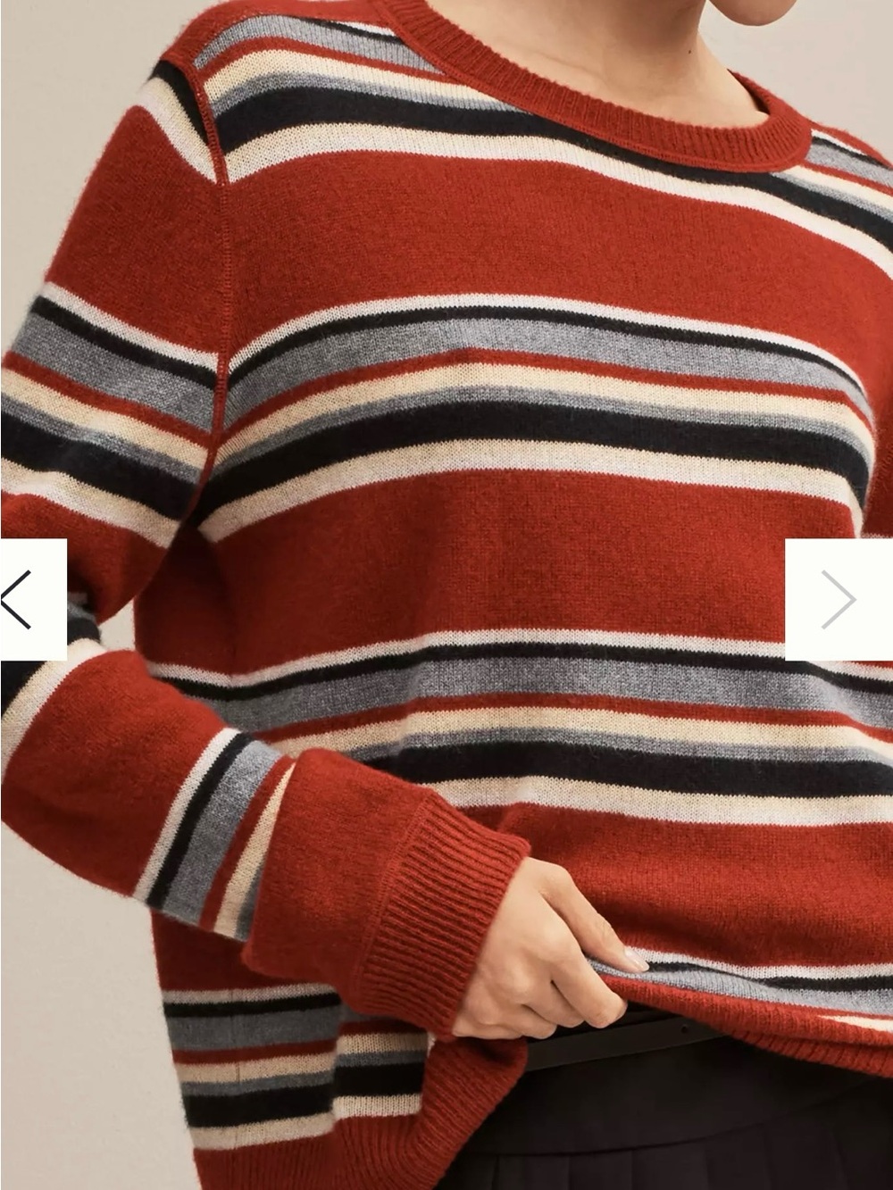 Striped Crewneck Sweater - Red / Navy / White reformation cashmere